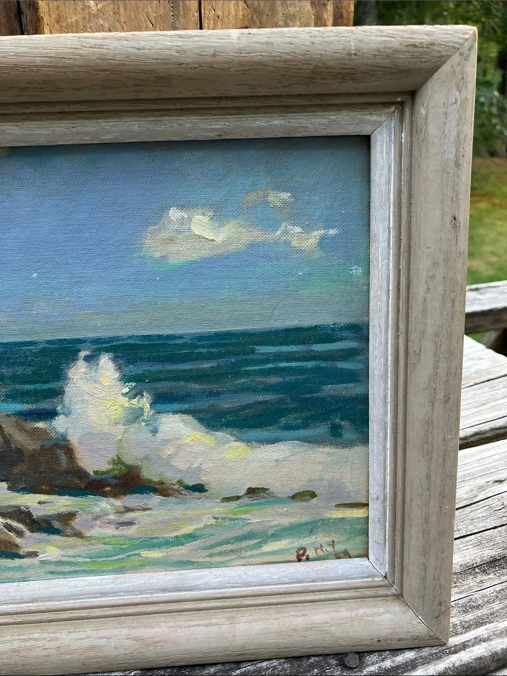 Vintage Original Signed Oil Painting Framed Impressionist Coastal Seascape Art